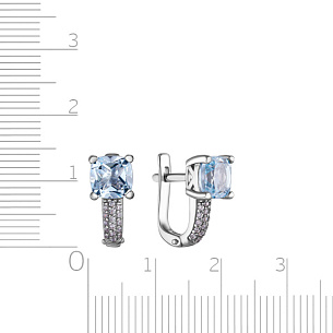 Серьги с английским замком из белого золота с фианитом