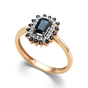 Кольцо из красного золота с бриллиантами, сапфиром