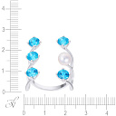 Кольцо из белого золота с жемчугом, топазами