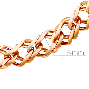 Цепь автомат из красного золота, плетение двойной ромб