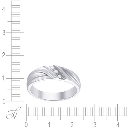 Кольцо обручальное из белого золота с бриллиантами