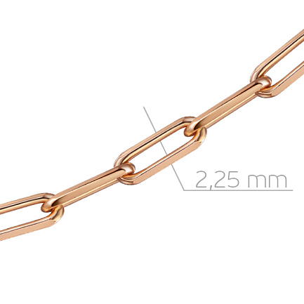 Цепь автомат из красного золота, плетение якорная с удлиненным звеном