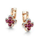 Серьги с английским замком из красного золота с бриллиантами