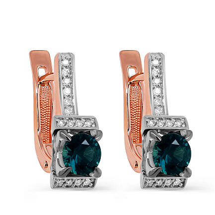 Серьги с английским замком из красного золота с бриллиантами