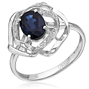 Кольцо из белого золота с бриллиантами, сапфиром