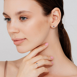 Пусеты из красного золота с сапфирами