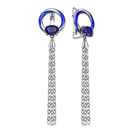 Серьги с английским замком из серебра с сапфирами