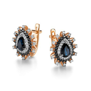 Серьги с английским замком из красного золота с бриллиантами