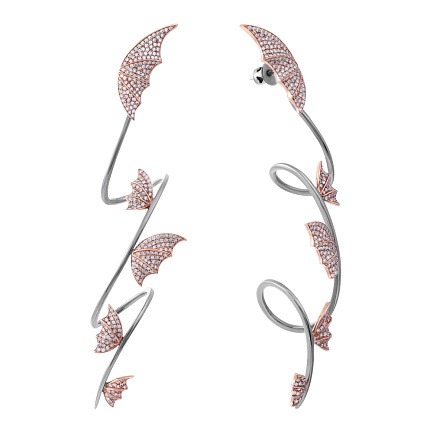 Пусеты из комбинированного золота с бриллиантами