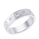 Кольцо обручальное из белого золота с бриллиантами