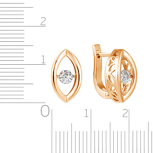 Серьги с английским замком из красного золота с бриллиантами