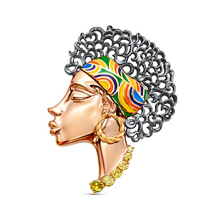 Брошь из серебра с фианитами