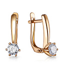 Серьги с английским замком из красного золота с фианитом