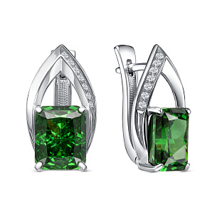 Серьги с английским замком из серебра с фианитом