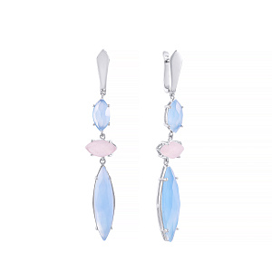 Серьги с английским замком из серебра с кварцем