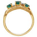 Кольцо из желтого золота с бриллиантами, изумрудами