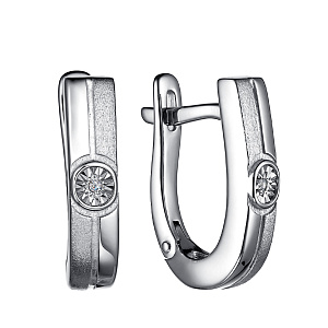 Серьги с английским замком из серебра с бриллиантами