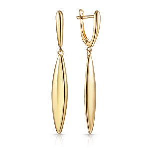 Серьги с английским замком из желтого золота