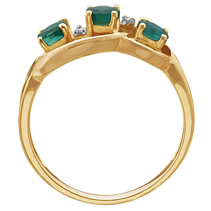 Кольцо из желтого золота с бриллиантами, изумрудами