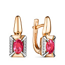 Серьги с английским замком из красного золота с рубинами