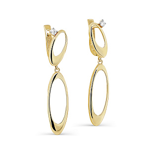 Серьги с английским замком из желтого золота с бриллиантом