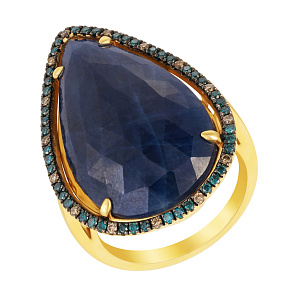 Кольцо из желтого золота с корундом