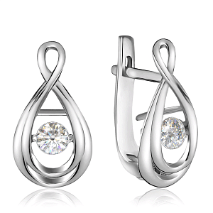 Серьги с английским замком из белого золота с бриллиантами