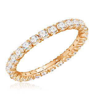 Кольцо из красного золота с фианитом