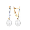 Серьги с английским замком из красного золота с жемчугом