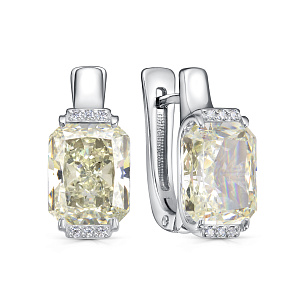 Серьги с английским замком из серебра с фианитами