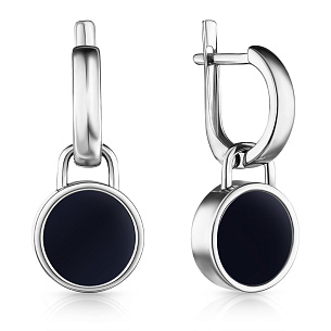 Серьги с английским замком из серебра с перламутром и агатом