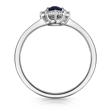 Кольцо из белого золота с бриллиантами, сапфиром