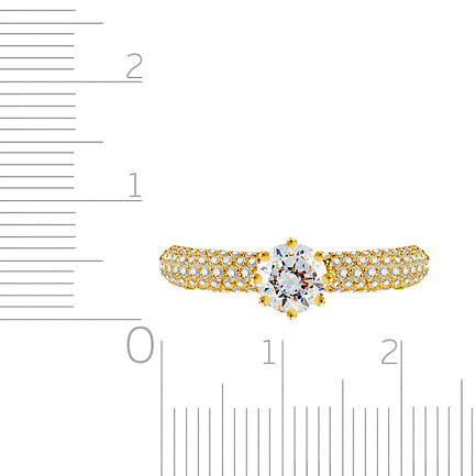 Кольцо из желтого золота с фианитом