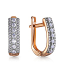 Серьги с английским замком из красного золота с фианитом