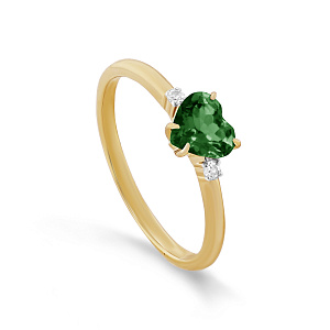 Кольцо из желтого золота с бриллиантами, изумрудом