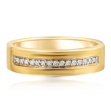 Кольцо обручальное из желтого золота с бриллиантами