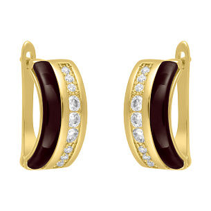 Серьги с английским замком из серебра с керамиками и циркониями