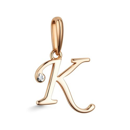 Подвеска из красного золота с бриллиантом