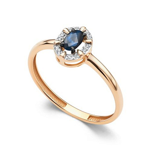 Кольцо из красного золота с бриллиантом