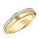 Кольцо обручальное из желтого золота с бриллиантом