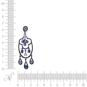Подвеска из белого золота с бриллиантами, сапфирами, аметистами, аквамаринами, иолитами