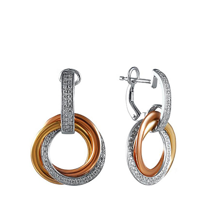 Серьги из комбинированного золота с бриллиантами