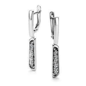 Серьги с английским замком из белого золота с бриллиантами