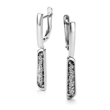 Серьги с английским замком из белого золота с бриллиантами