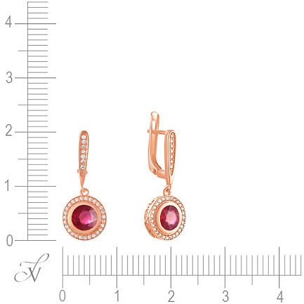 Серьги с английским замком из серебра с корундом