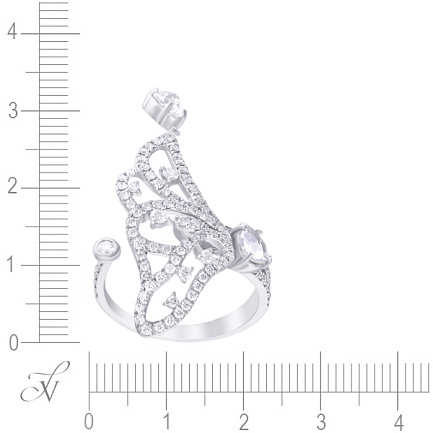 Кольцо из белого золота с бриллиантами, сапфирами