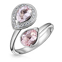 Кольцо из белого золота с бриллиантами, морганитами