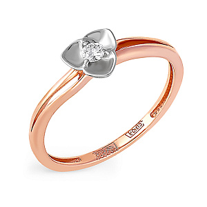 Кольцо из красного золота с бриллиантом