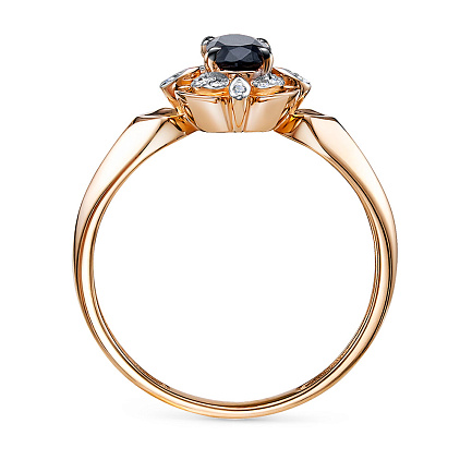 Кольцо из красного золота с бриллиантами, сапфиром