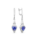 Серьги из белого золота с бриллиантами, танзанитами